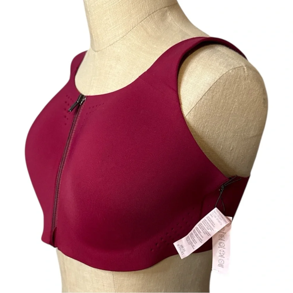 Victoria’s Secret Sport Bra 38D Front Zip High Support NWT Red